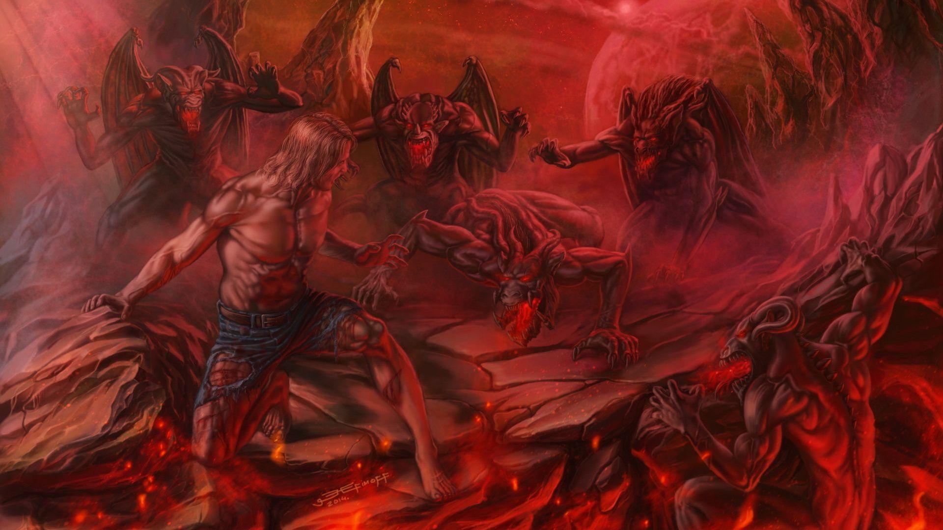 1920x1080 Photos Demons Men Hell Fantasy Fire 1920x1080