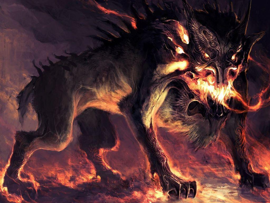 1024x768 Fantasy image Hell Dog HD wallpaper and background photo