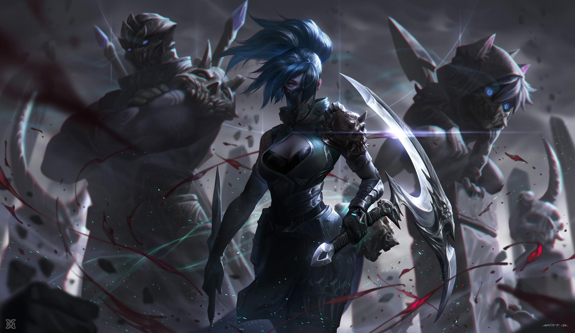 1920x1112 Akali League Of Legends Fan Art Kennen League Of Legends Shen League Of Legends Wallpaper:1920x1112
