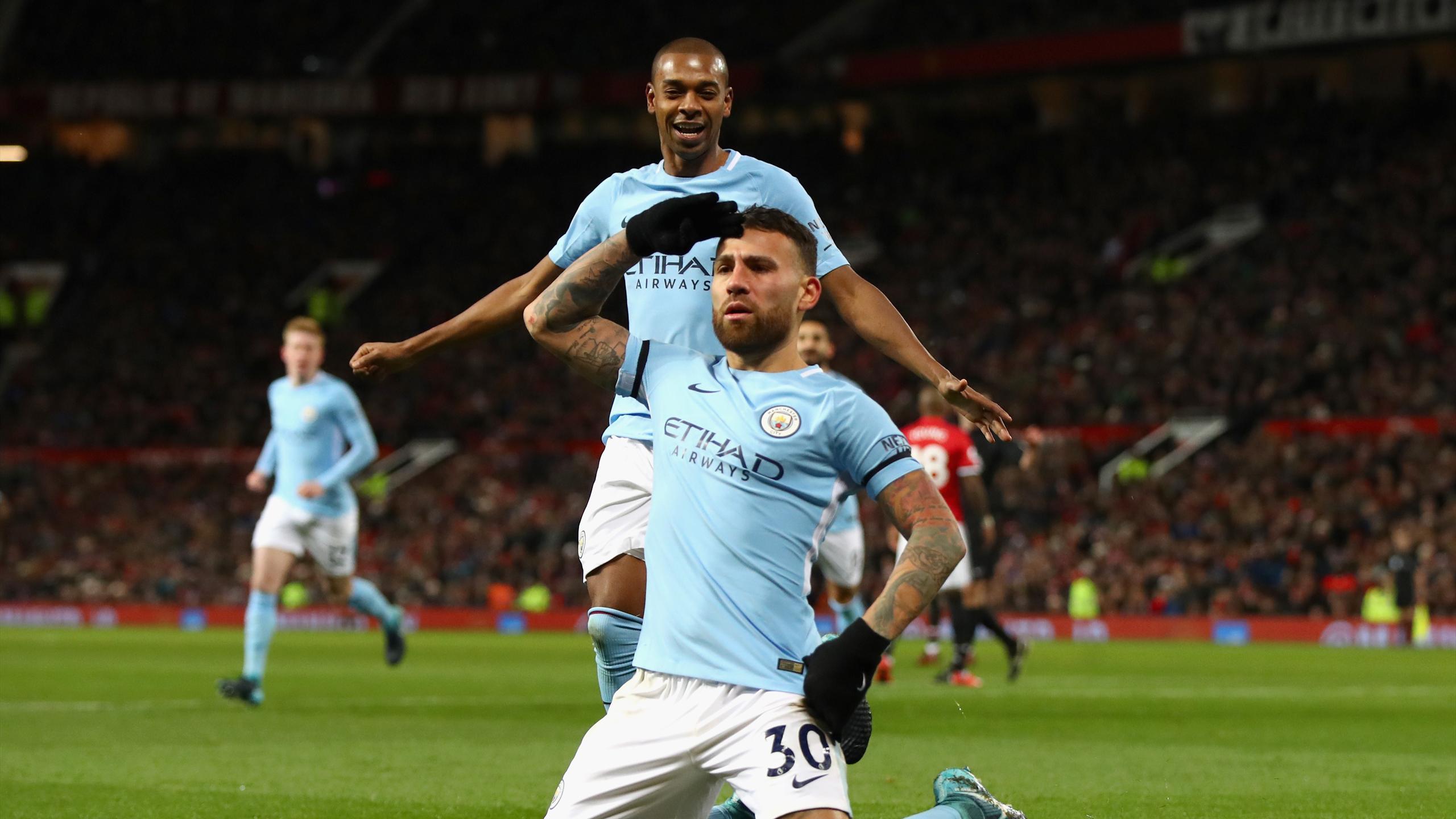 2560x1440 Nicolas Otamendi sinks Manchester United as Manchester City break Premier League wins record