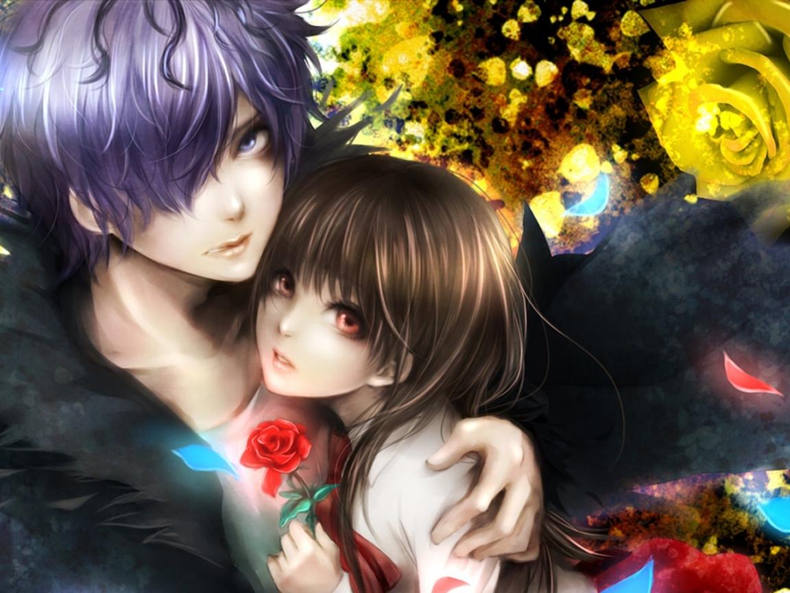 1152x864 Wallpaper Anime Couple, Semi Realistic, Hug:1920x1205