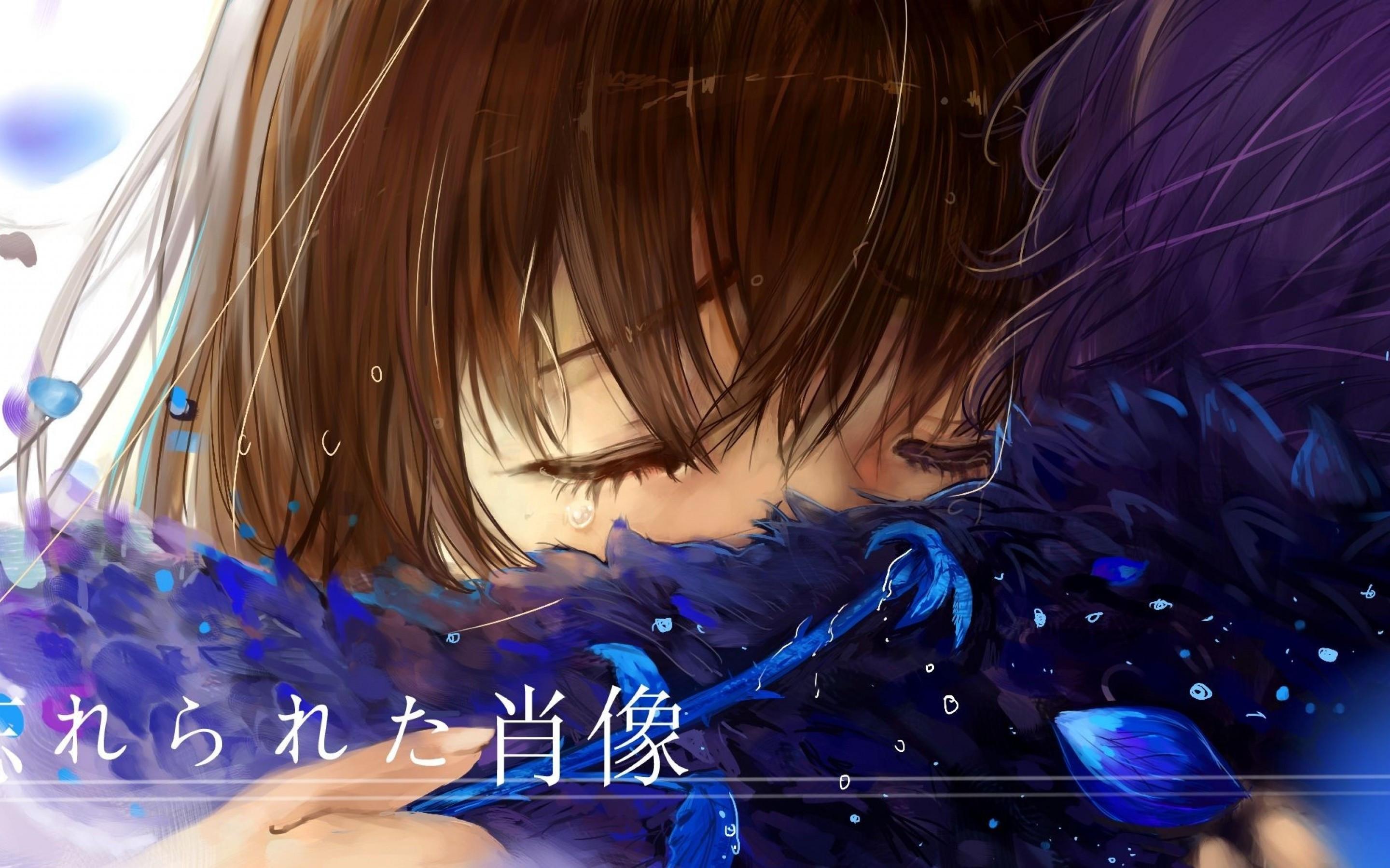 2880x1800 Download 2880x1800 Anime Couple, Hug, Crying, Tears Wallpaper for MacBook Pro 15 inch