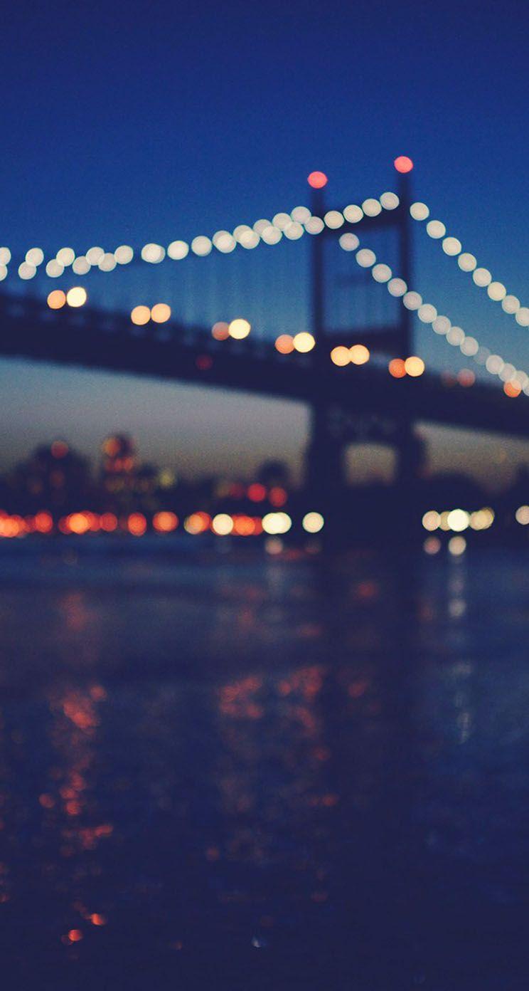 744x1392 New York City Manhattan Bridge Night Light Bokeh iPhone Wallpaper