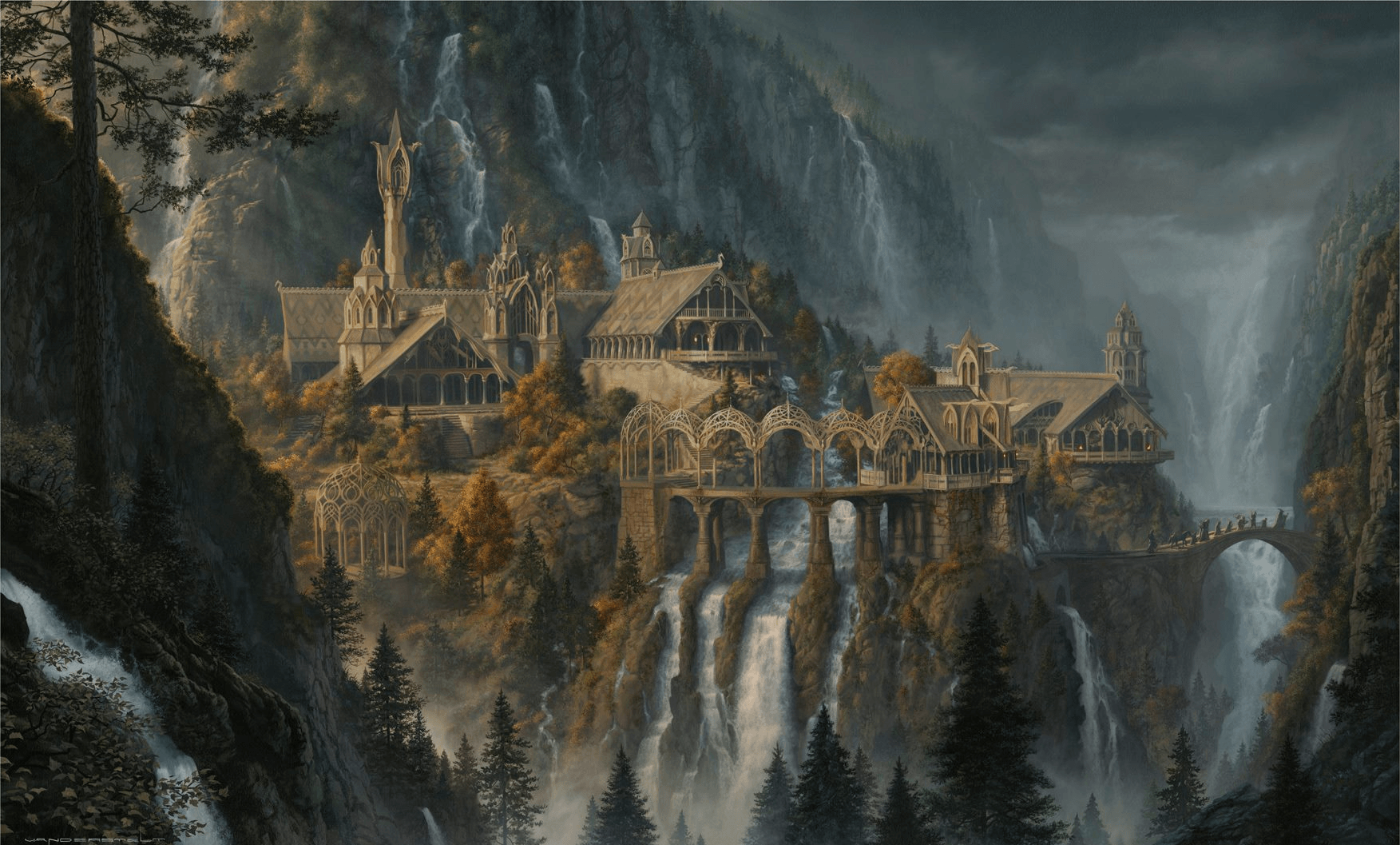 1753x1057 Rivendell Traditional Brushwork / Airbrush. Fan Art