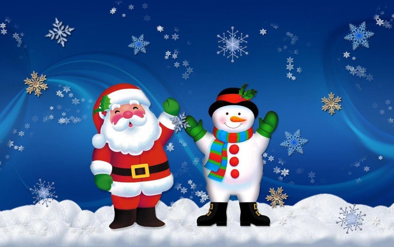 1280x804 Santa and snowman wallpaper. Santa and snowman