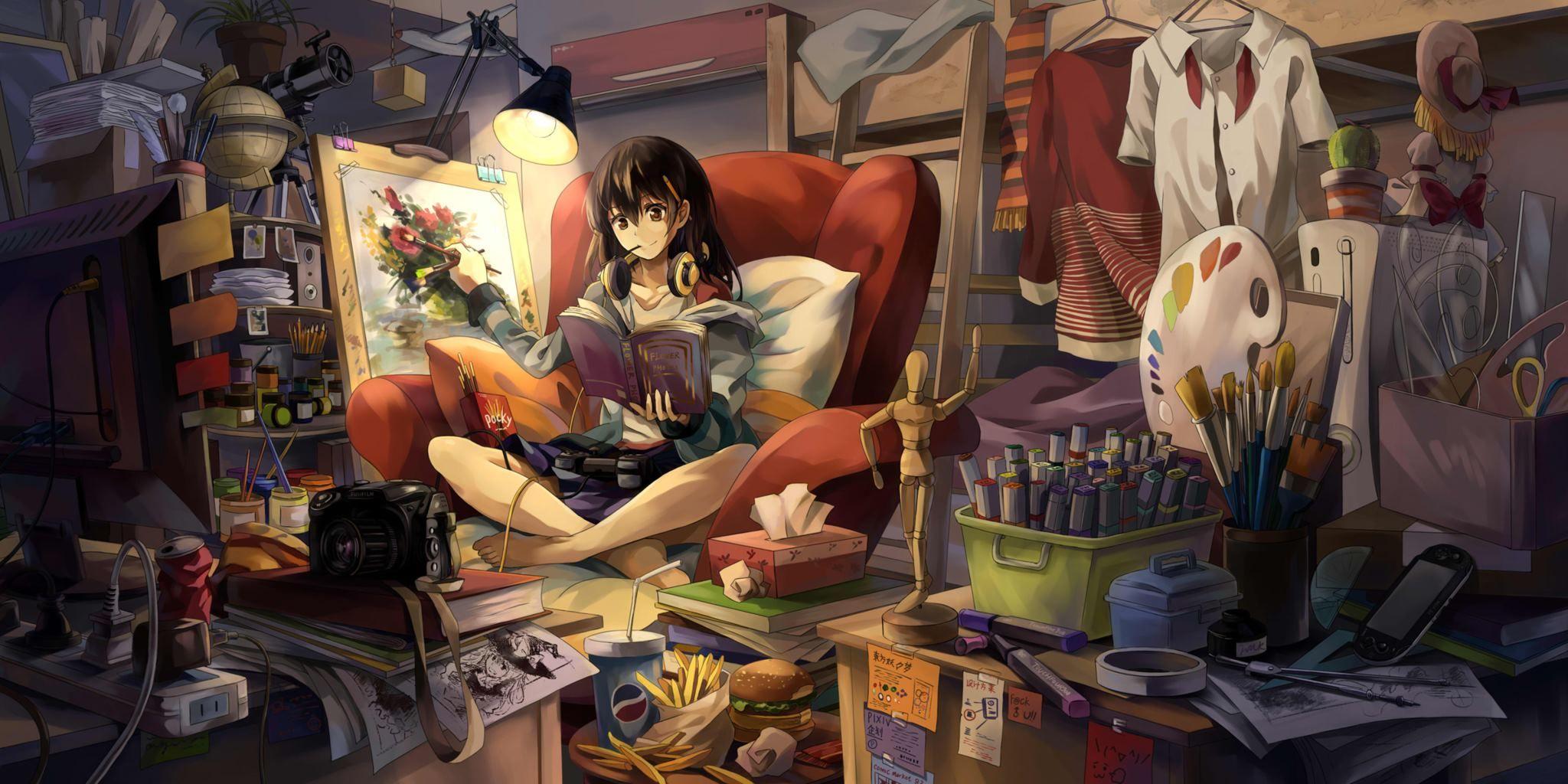 2 Anime Girl Reading A Book anime girl reading book HD wallpaper  Pxfuel