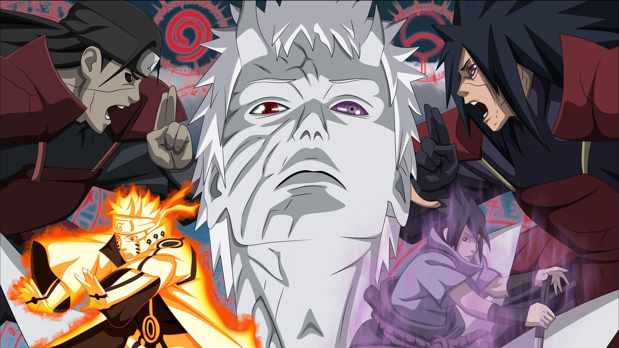 2560x1440 Download wallpaper 2560x1440 madara uchiha, naruto anime, obito