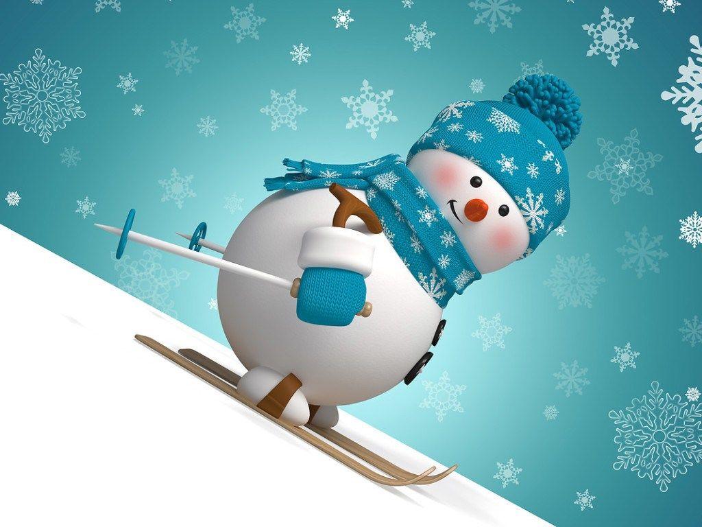1024x768 Cute Christmas Snowman Background