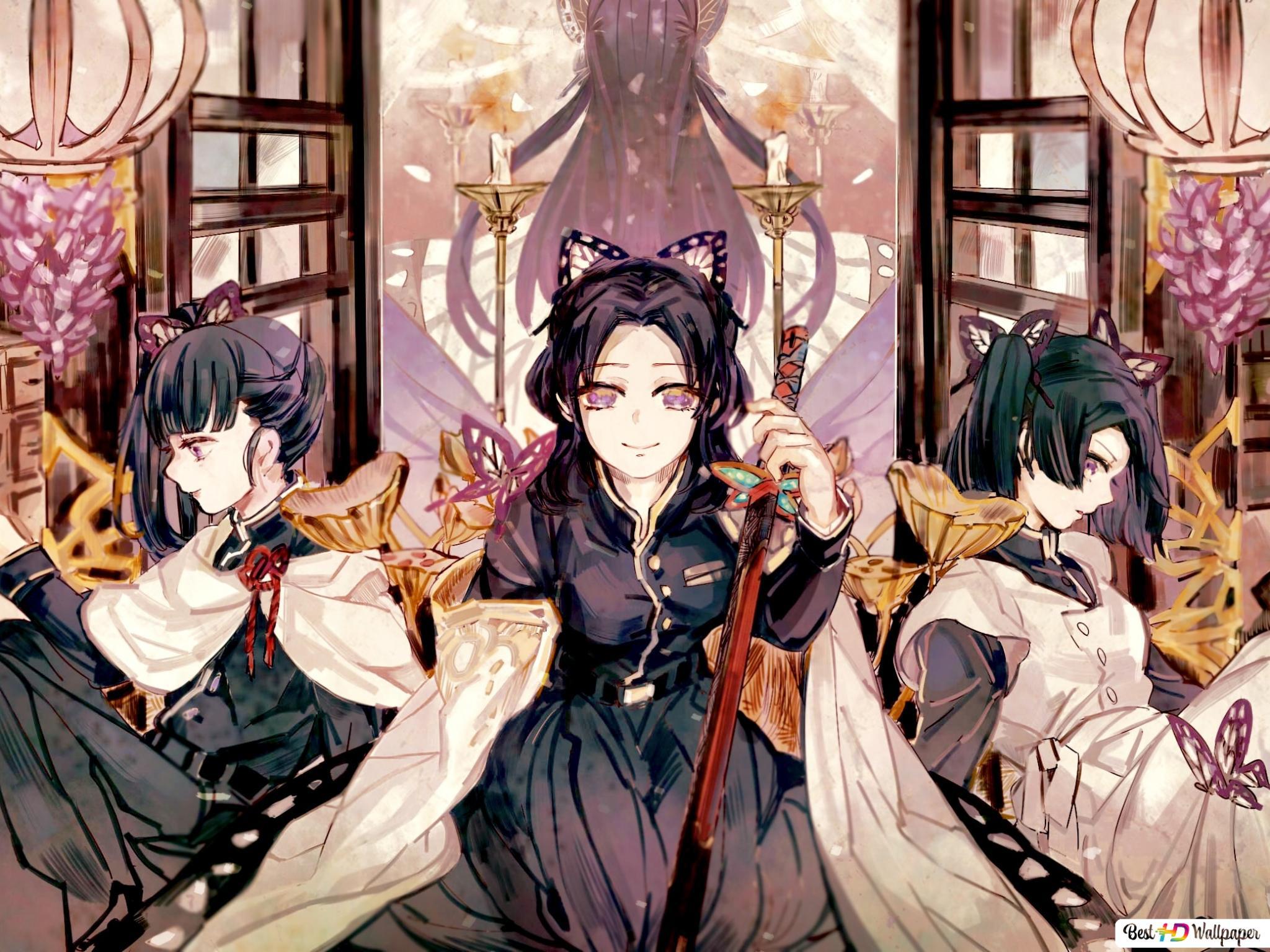 2048x1536 Demon Slayer : Kimetsu No Yaiba Kanzaki, Tsuyuri Kanao & Kochou Shinobu HD wallpaper download