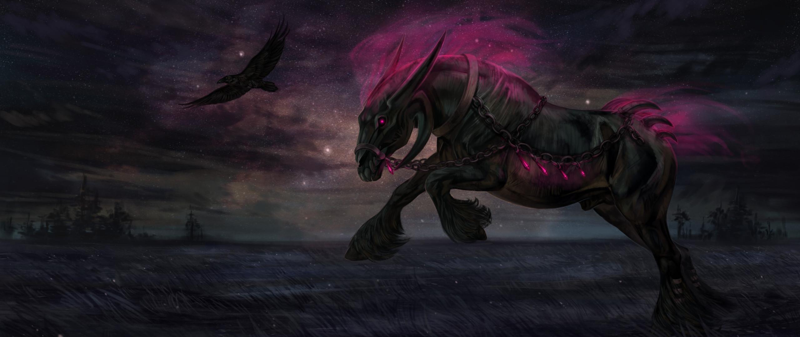 2560x1080 Horse Creature In Dark Fantasy 2560x1080 Resolution Wallpaper, HD Fantasy 4K Wallpaper, Image, Photo and Background