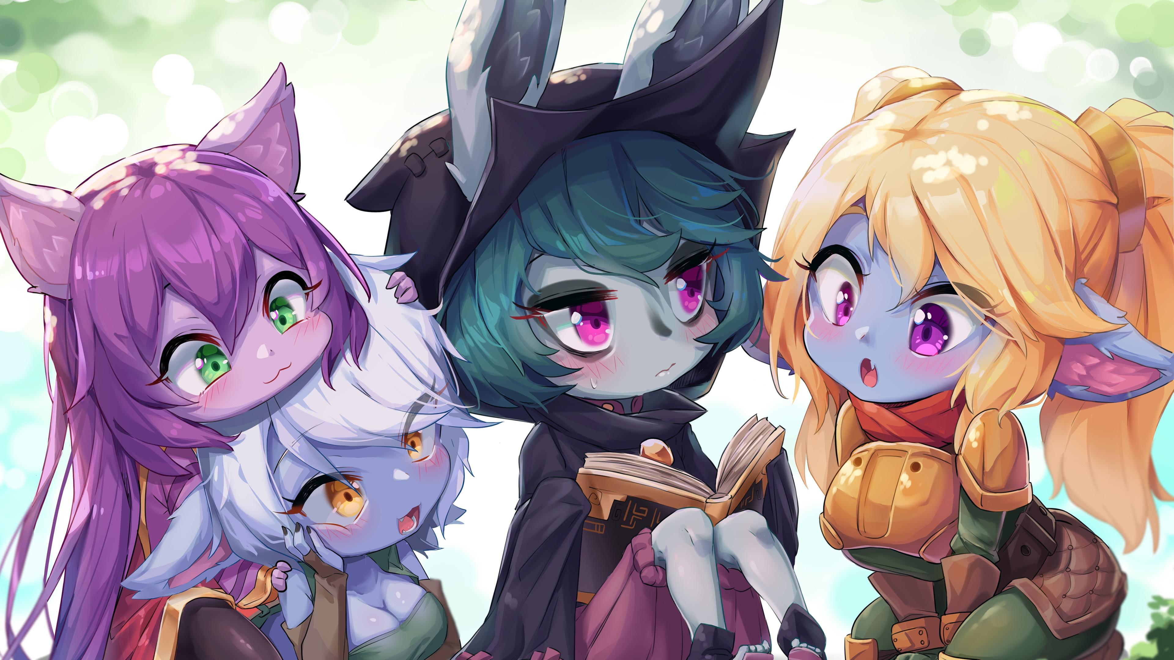 3840x2160 vex, poppy, tristana, lulu, lol, league of legends, game, art, 4k, pc, wallpaper HD Wallpaper