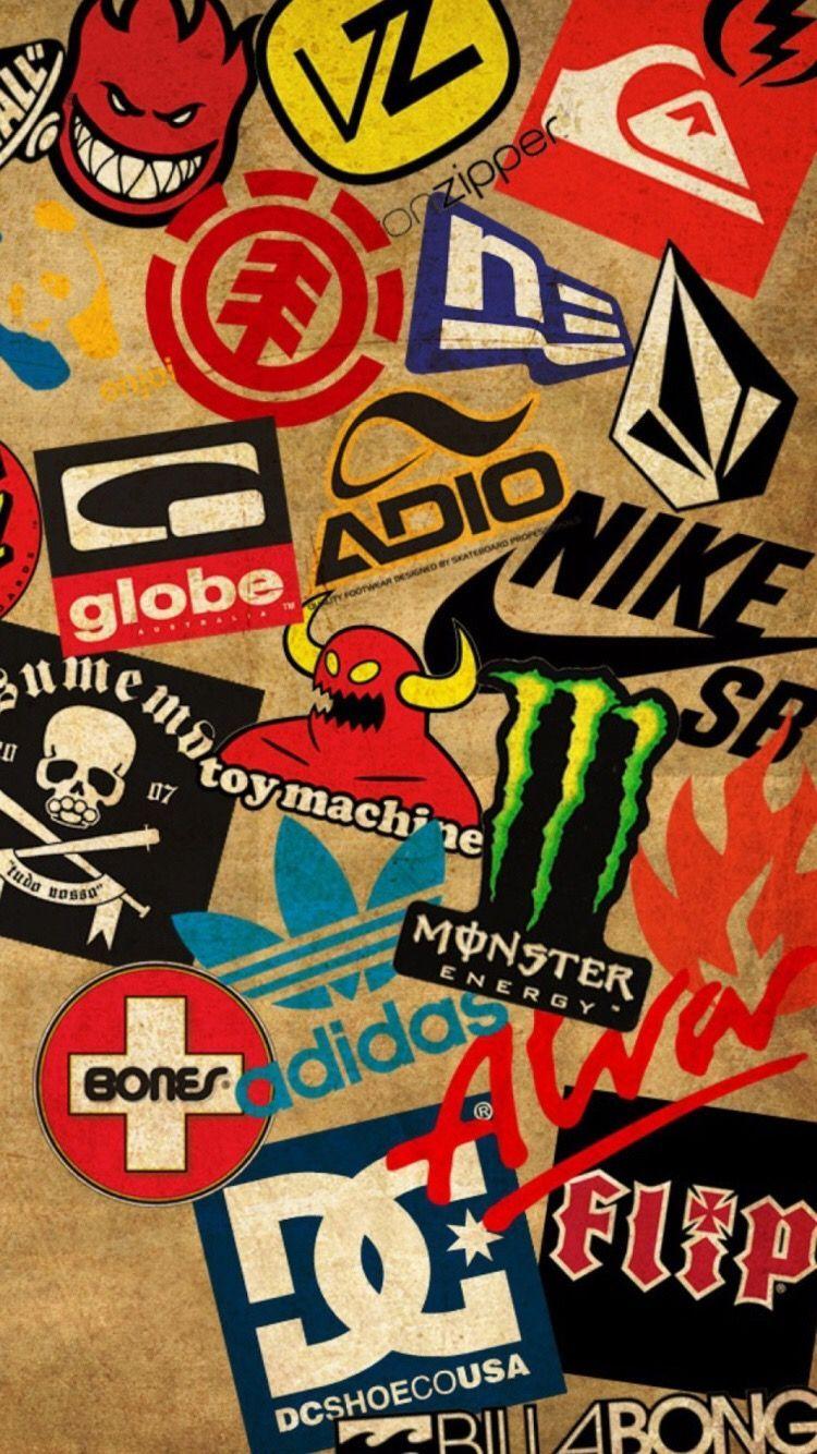 750x1334 Graffiti Skateboard Logos Wallpaper