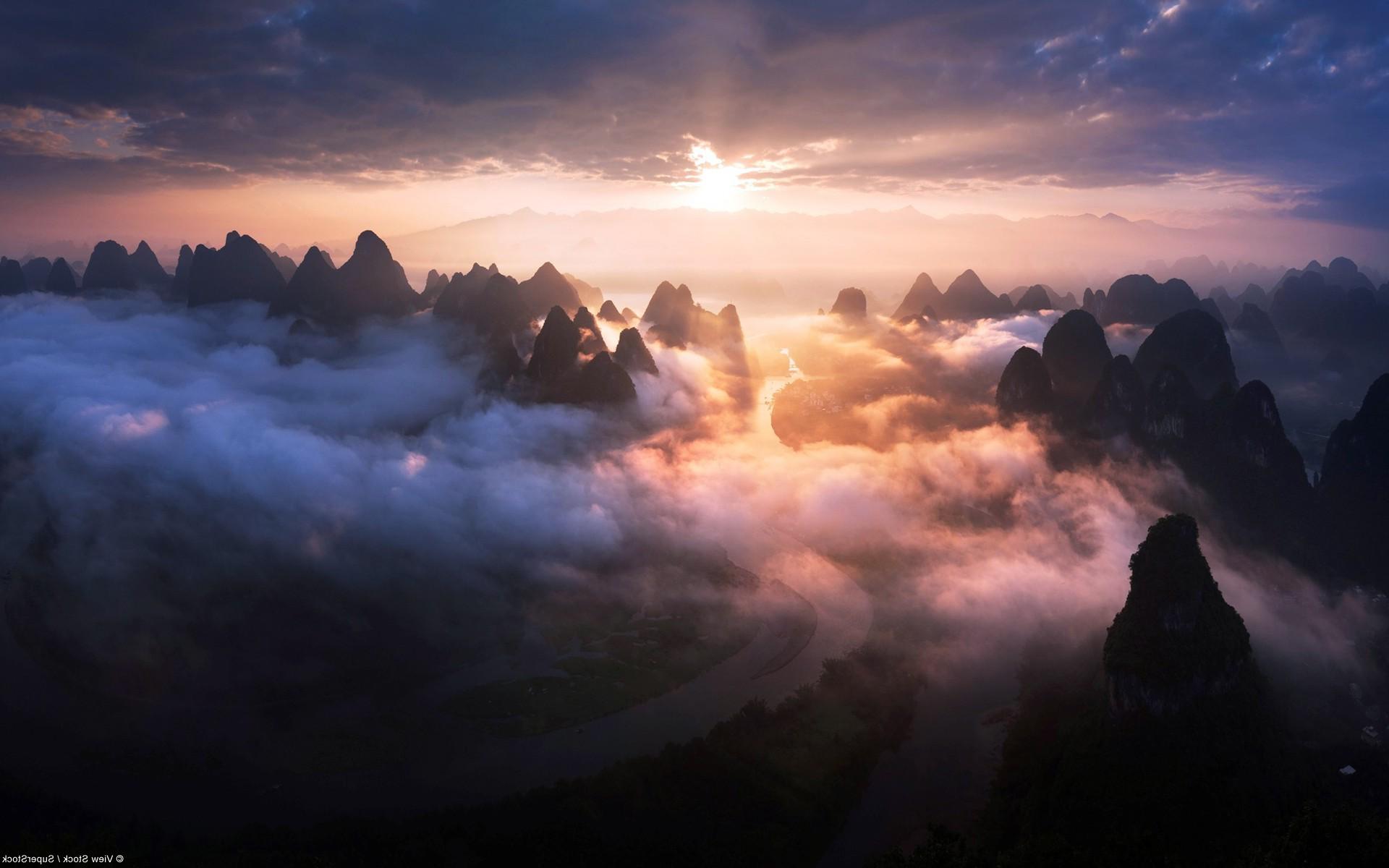 1920x1200 nature, Landscape, Mountain, Clouds, Sunlight, River Wallpaper HD / Desktop and Mobile Background