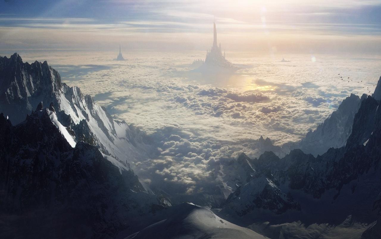 1280x804 Mountain Clouds Castle Surreal wallpaper. Mountain Clouds Castle Surreal