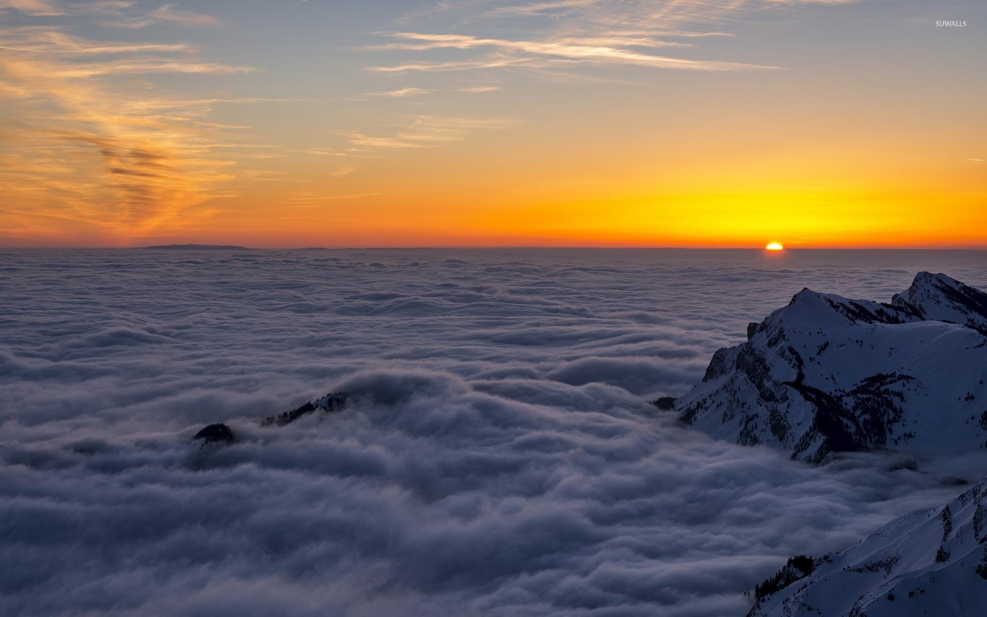 1920x1200 Mountain peaks over the clouds wallpaper wallpaper