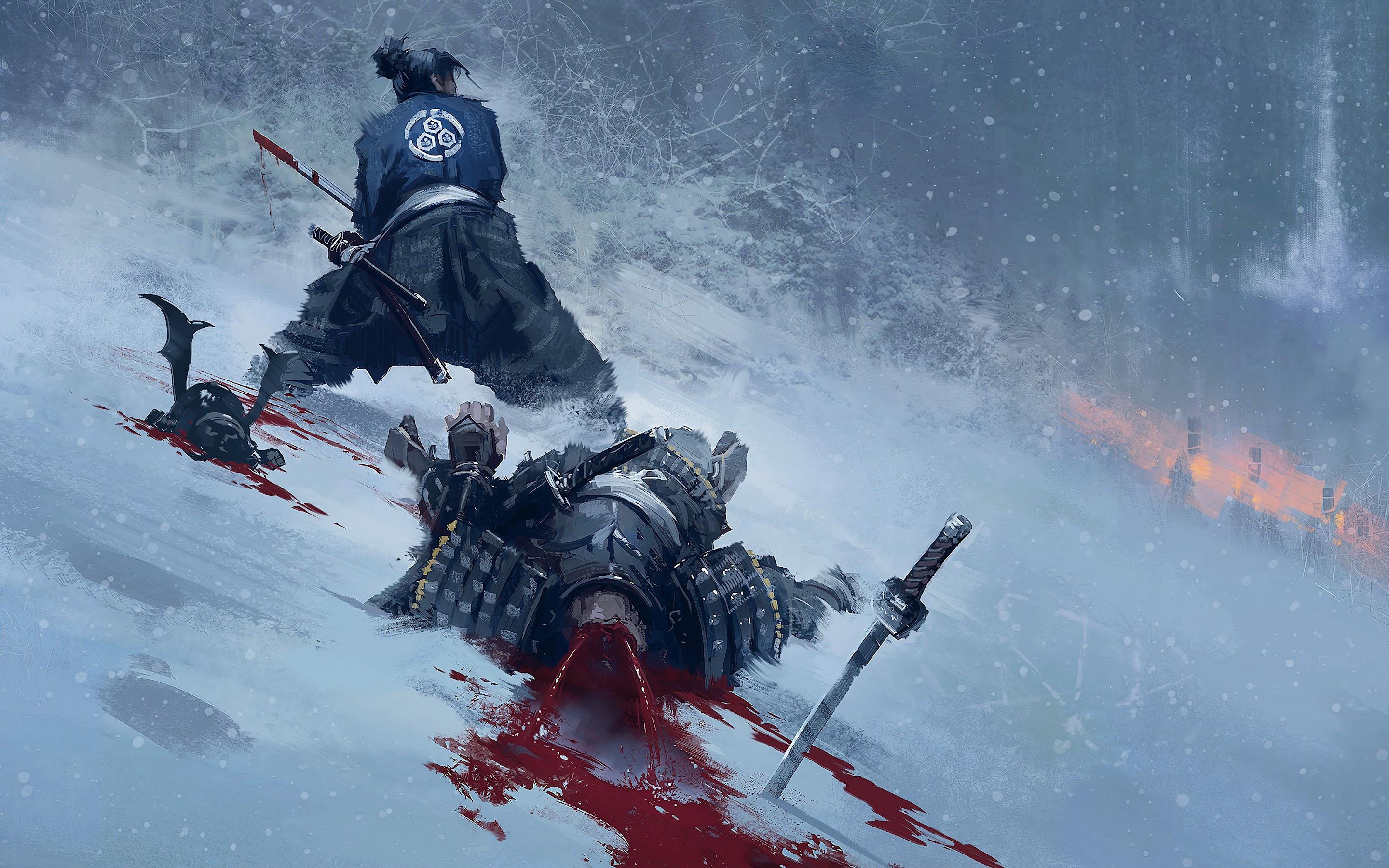 2880x1800 Samurai Fight PC DeskK Wallpaper