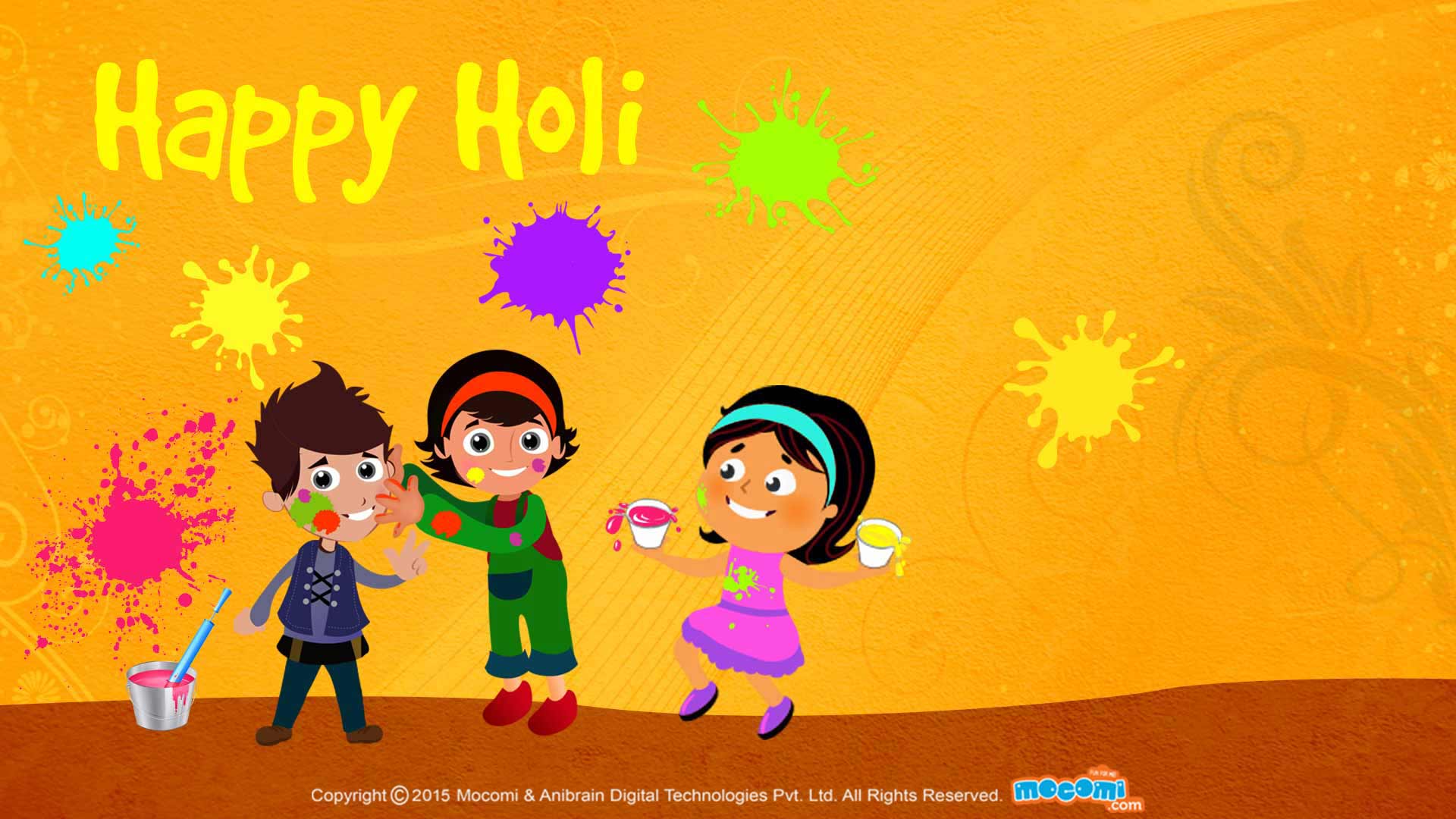 1920x1080 Happy Holi Wallpaper for kids