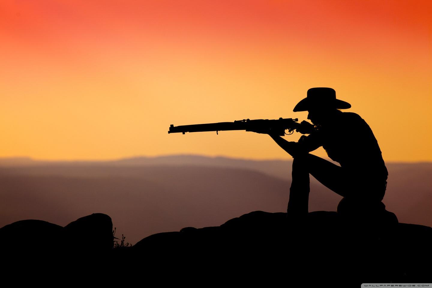 1440x960 Cowboy Shooting In The Sunset Ultra HD Desktop Background Wallpaper for 4K UHD TV : Widescreen & UltraWide Desktop & Laptop : Tablet