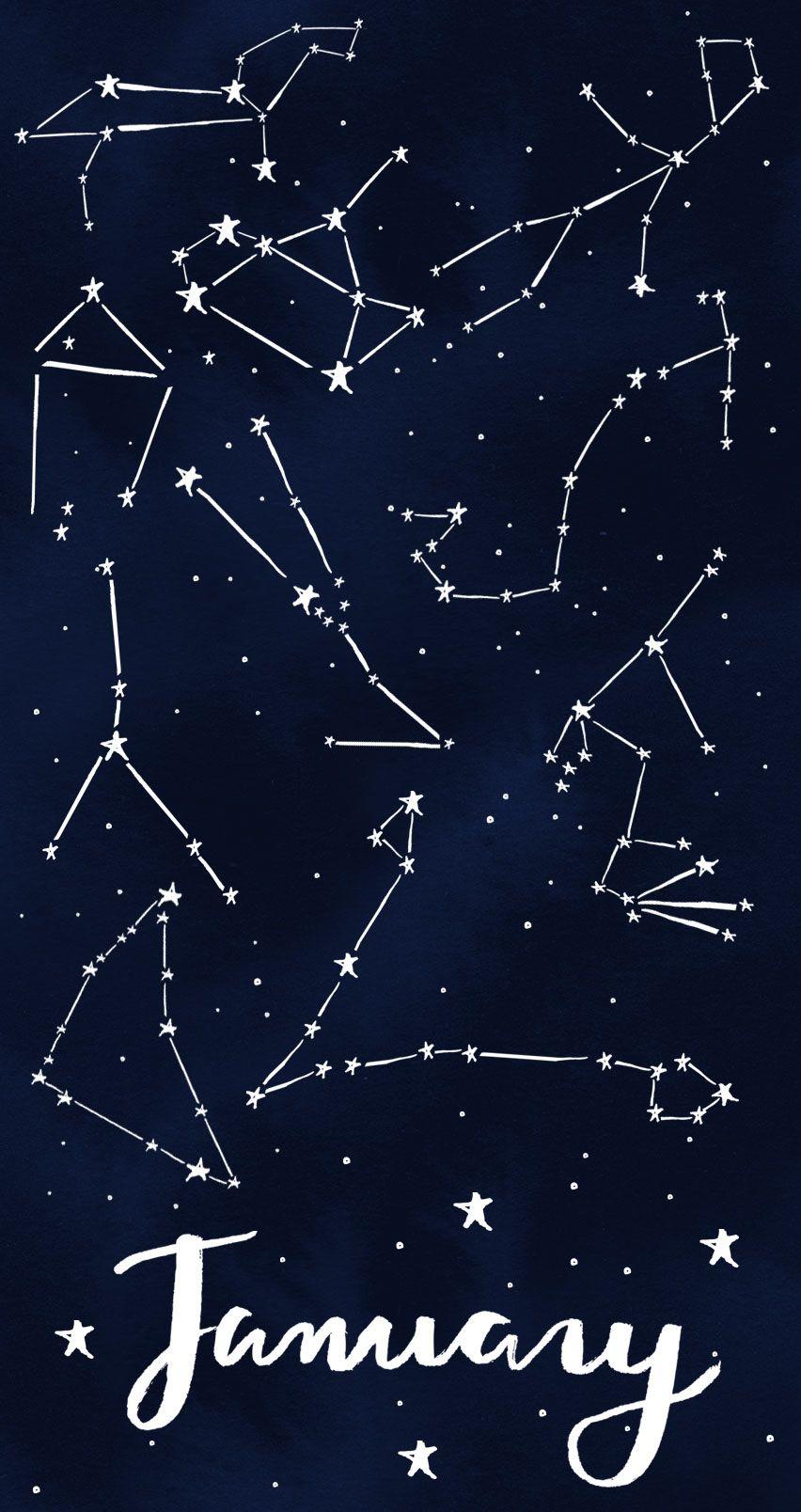852x1608 Ohsobeautifulpaper.com Wp Content Uploads 2017 01 Constellations January Illustrated Wallpaper Swiss Cottage Designs. Calendar Wallpaper, Aquarius Art, Wallpaper