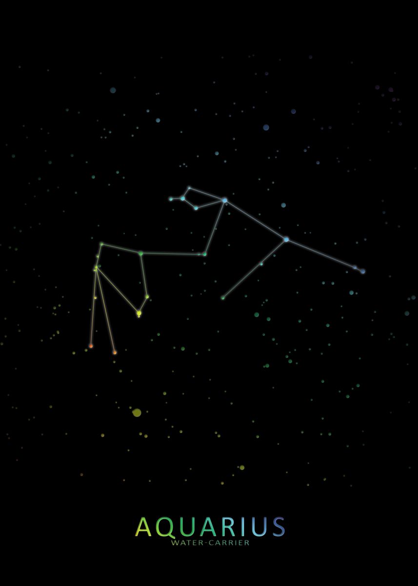 857x1200 Aquarius Constellation' Poster by City Map Art Prints