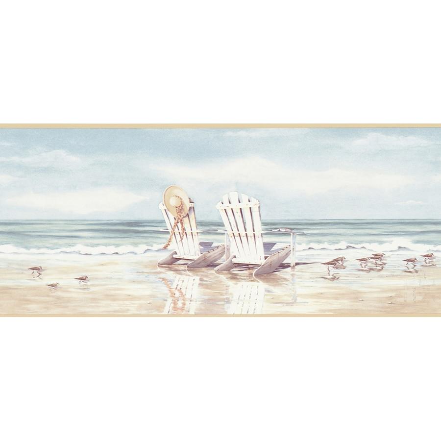 900x900 allen + roth 9 Blue And Beige Beach Scene Prepasted Wallpaper Border in the Wallpaper Borders department at