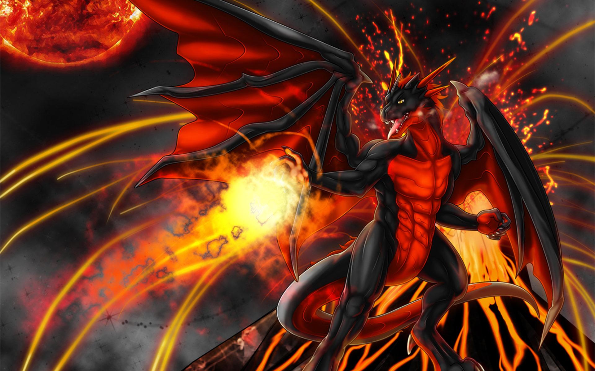 1920x1200 Red Dragon Anthro, Desktop HD Wallpaper 545224 :