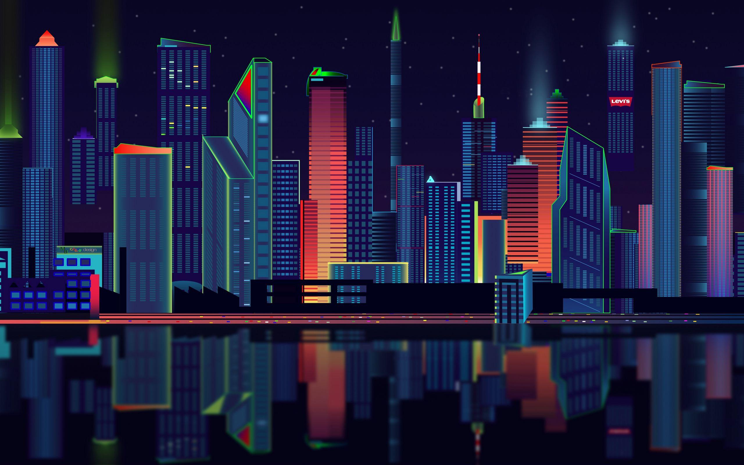 2560x1600 Download wallpaper 2560x1600 city, vector, panorama widescreen 16:10 HD background