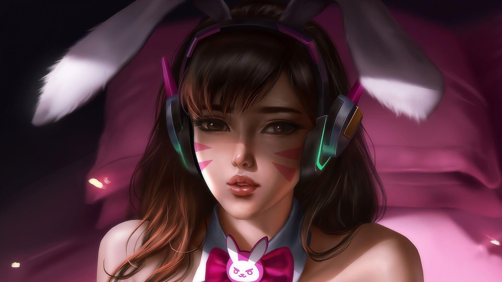 1920x1080 Bunny, the d.va, overwatch, beautiful girl wallpaper, HD image, picture, background, 462342