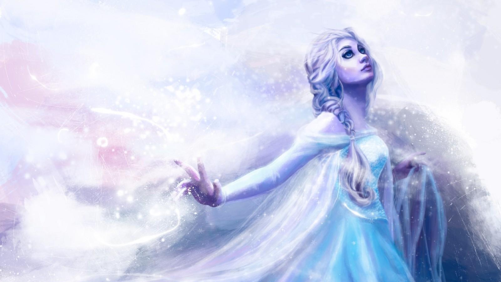 1600x900 illustration, anime, artwork, movies, blue, Frozen movie, animated movies, Princess Elsa, computer wallpaper, fictional character High quality walls