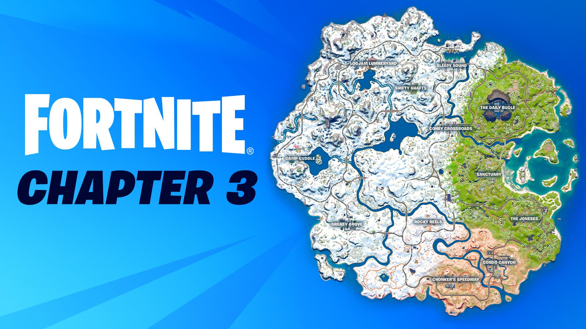 1920x1080 Fortnite Chapter season 1 map and POIs