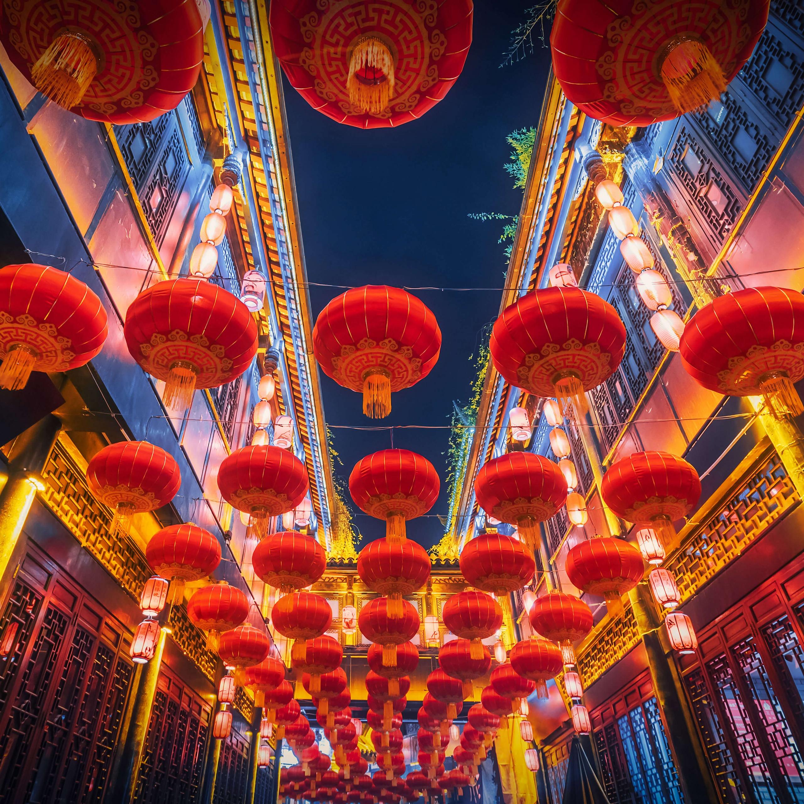 2560x2560 Lantern Festival Wallpaper 4K, Chinese New Year, China, Lanterns, Night, 5K, Photography
