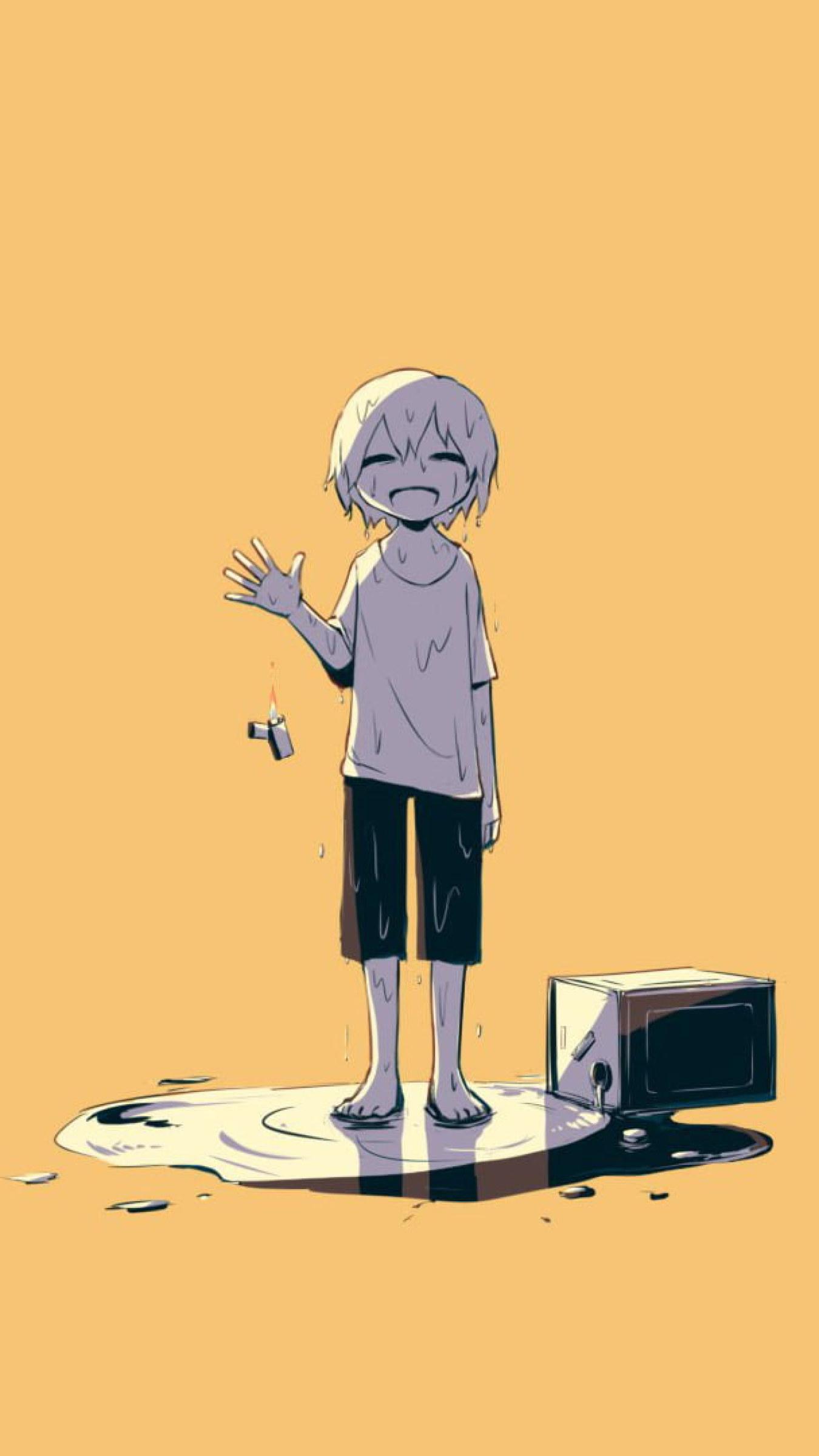 1350x2400 Wallpaper Depressing, Minimalism, Simple Background, Manga • Wallpaper For You