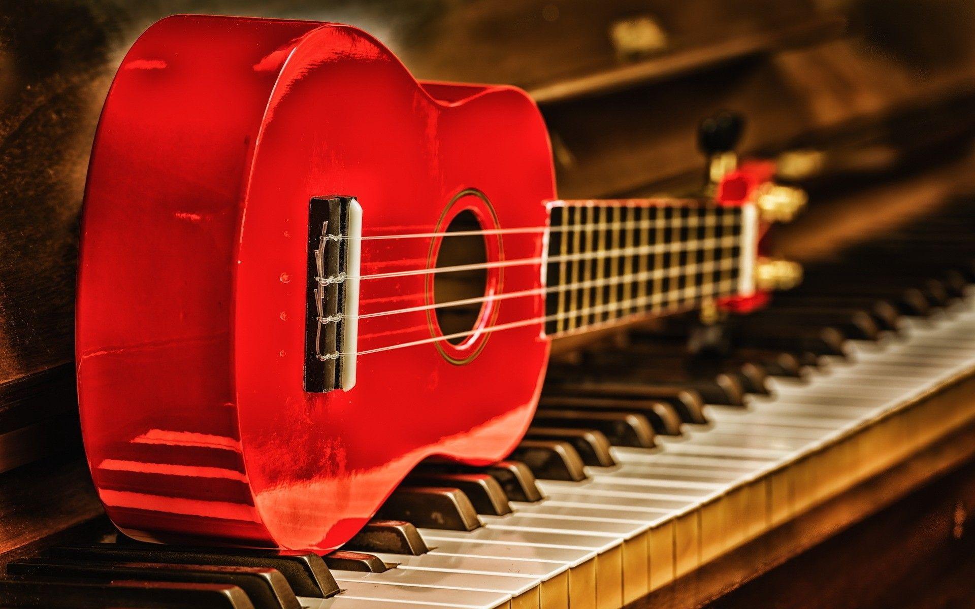 1920x1200 Piano and Guitar Wallpaper