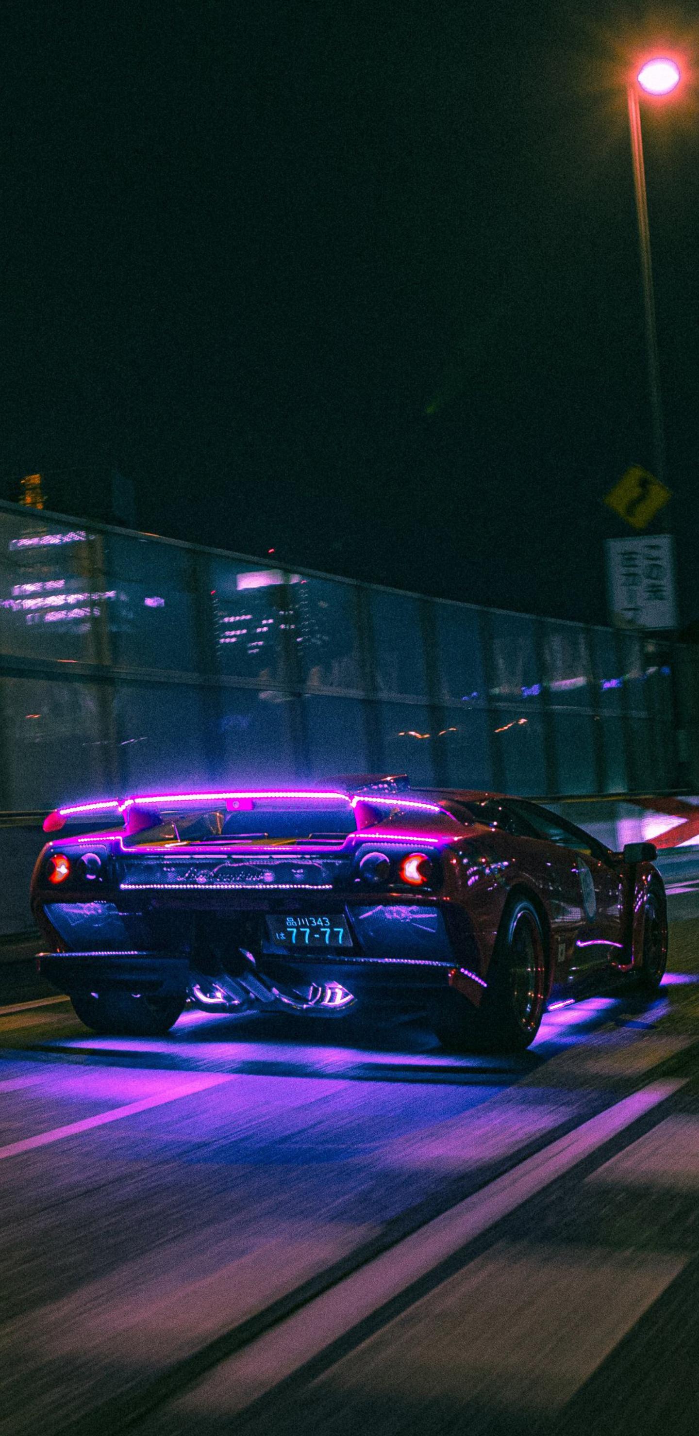 1440x2960 Lamborghini Neon Lights On Road 4k Samsung Galaxy Note S S SQHD HD 4k Wallpaper, Image, Background, Photo and Picture