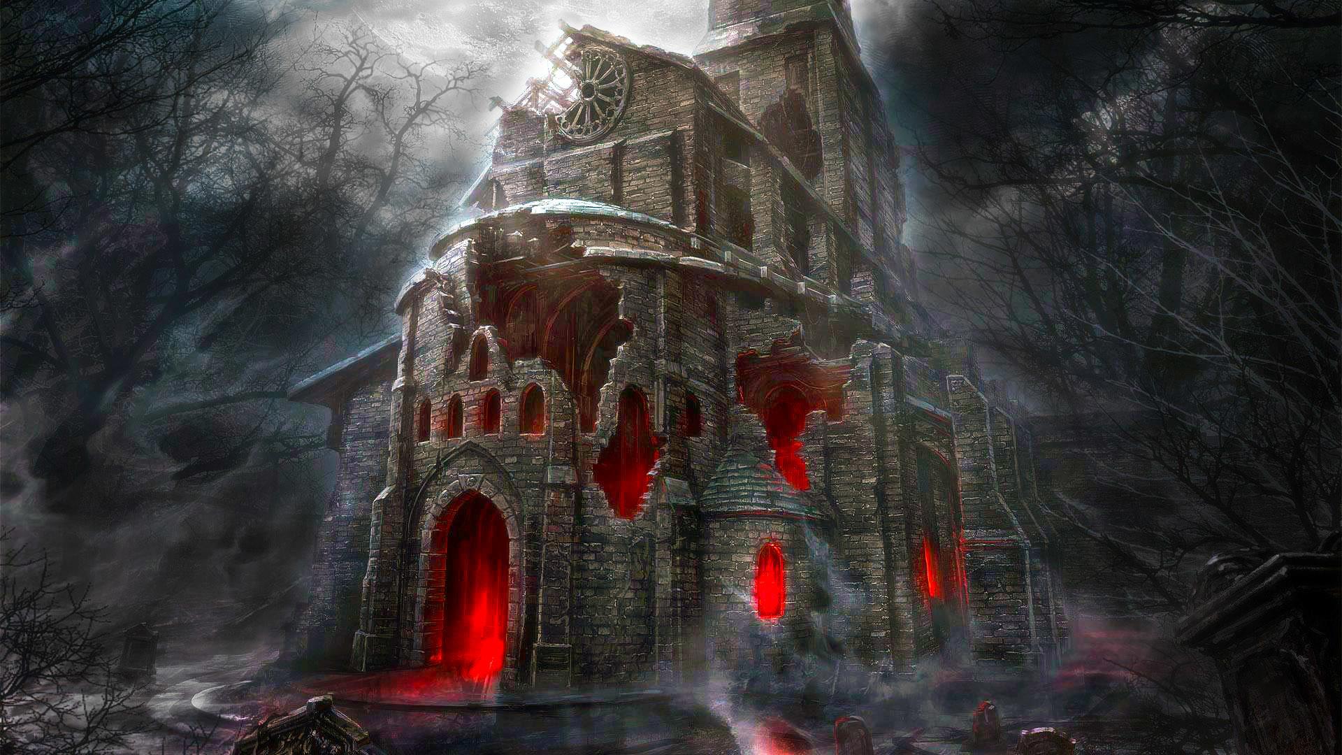 1920x1080 Halloween Horror House HD Wallpaper. Stylish Wallpaper