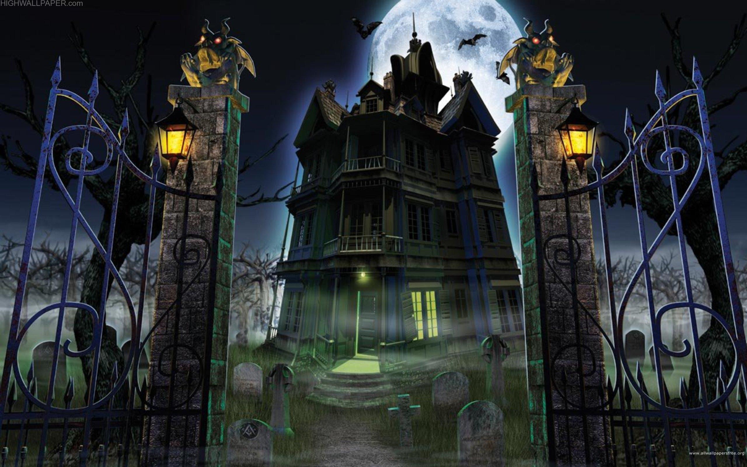2560x1600 Haunted House Halloween Background