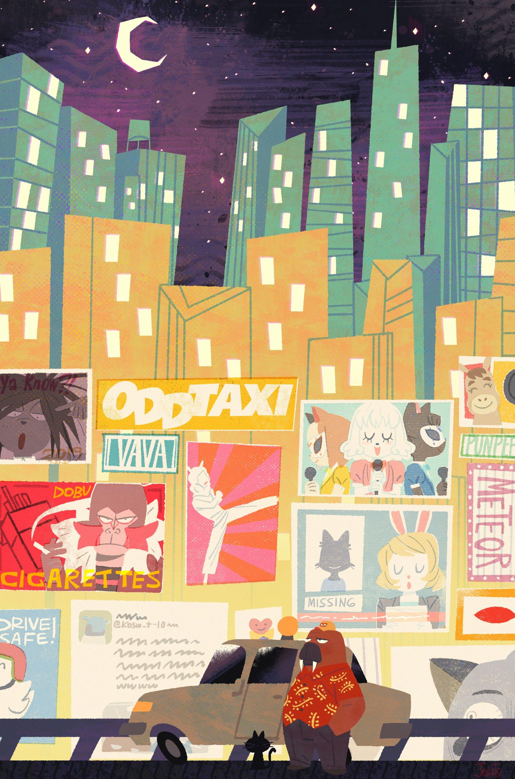 1762x2664 yano, odokawa hiroshi, ichimura shiho, nikaidou rui, shirakawa miho, and 4 more (odd taxi) drawn