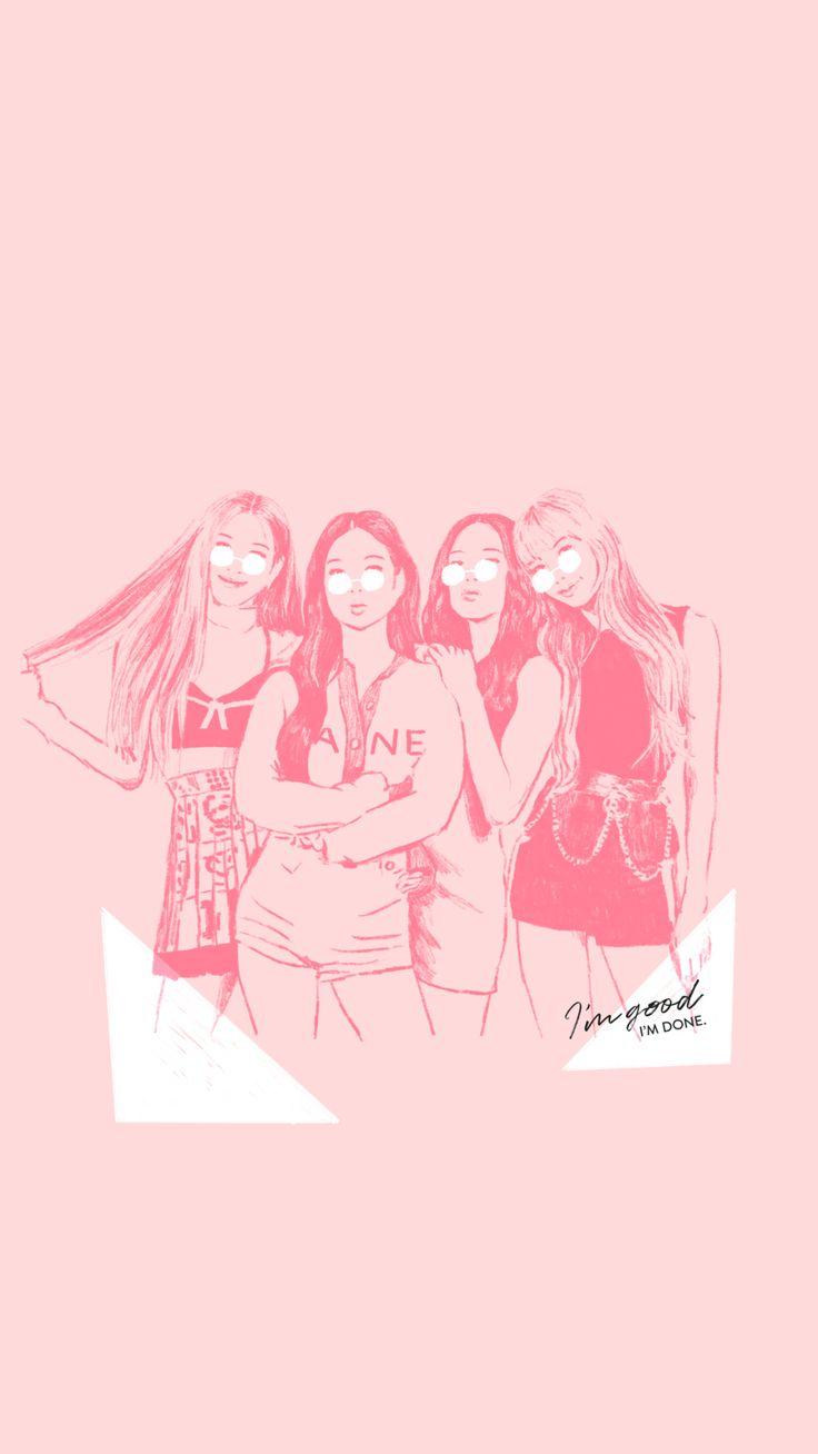 736x1308 Blackpink Drawing Wallpaper