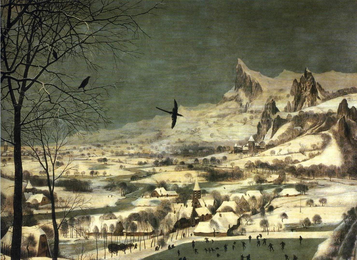 1479x1080 Hunters In The Snow Birds Detail Bruegel The Elder. Hunters in the snow, Landscape paintings, Pieter bruegel the elder