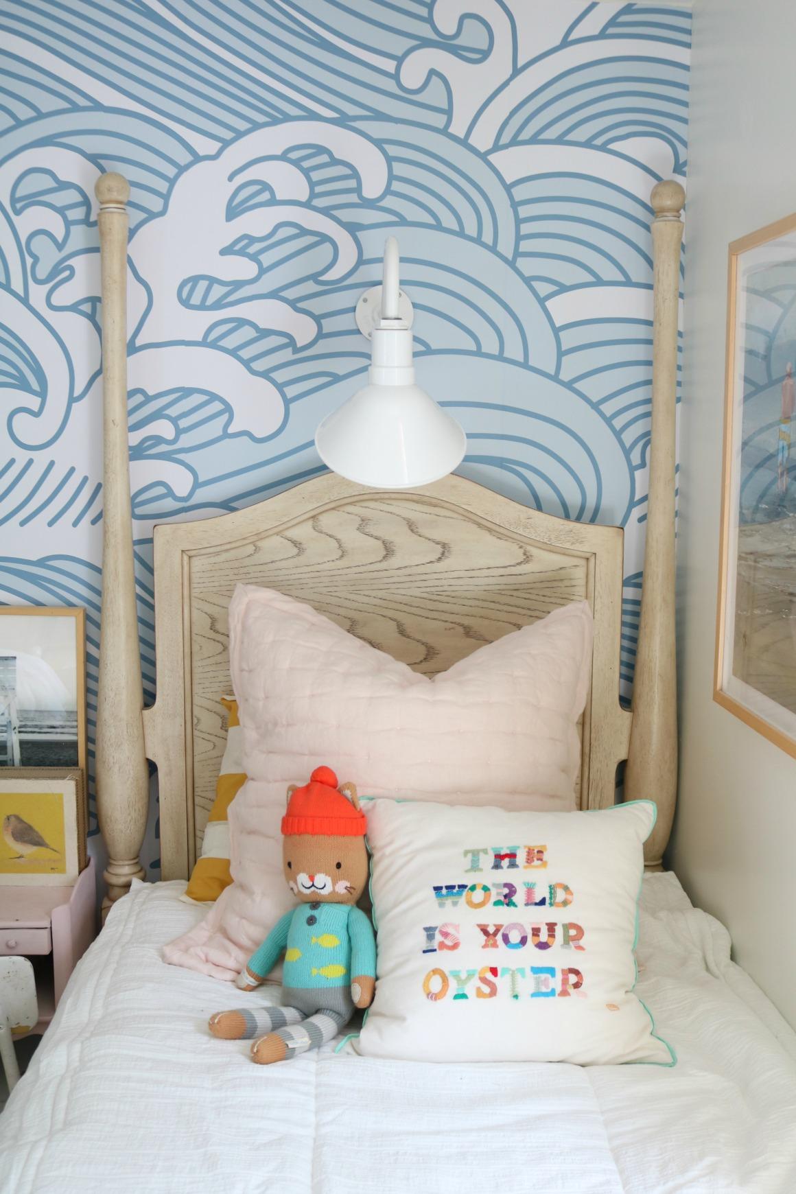 1160x1740 Girls Shared Bedroom NEW Blue Waves Wallpaper With Grace