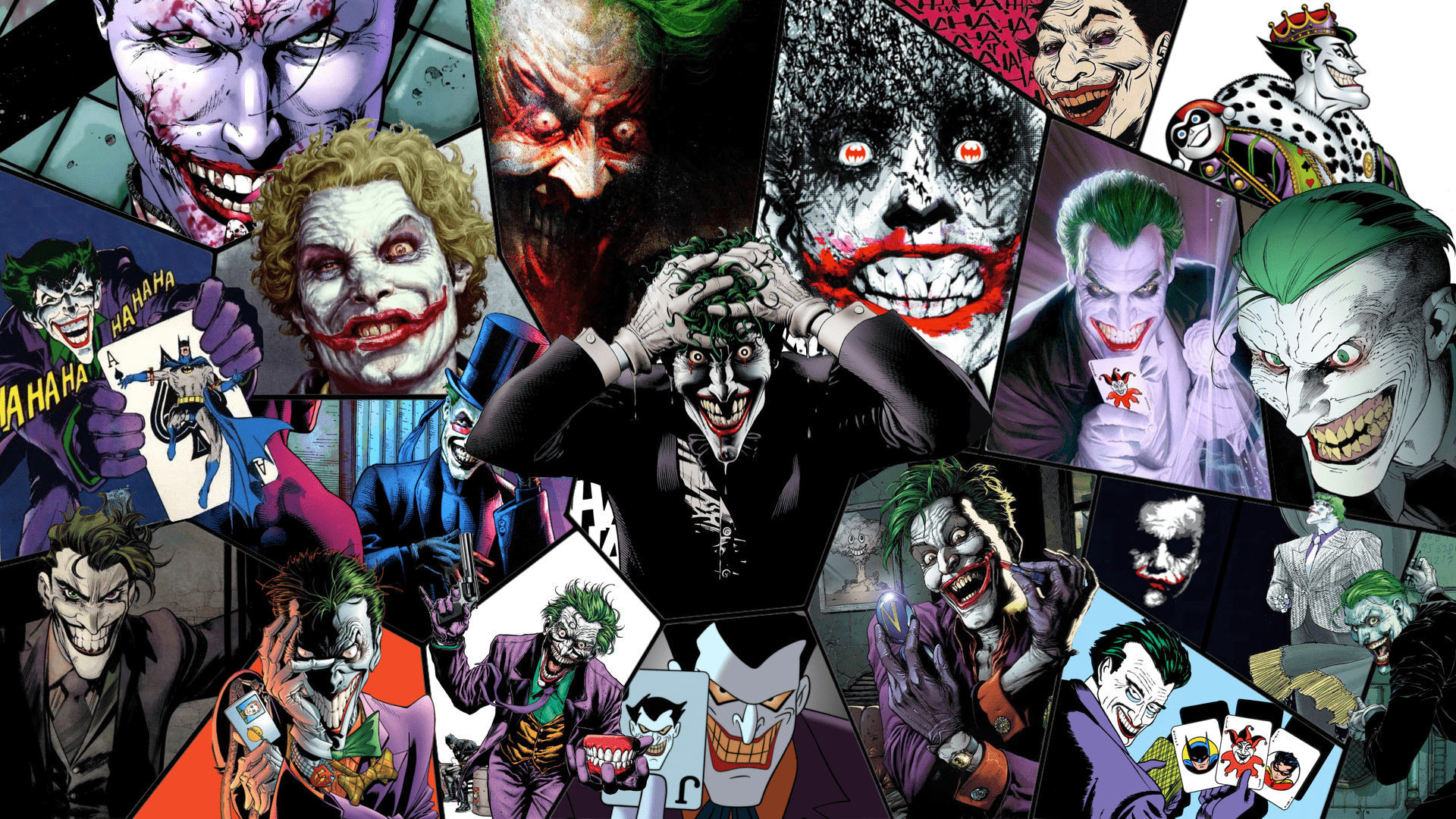 1920x1080 comic books, Batman, artwork, DC Comics, Joker, collage HD Wallpaper