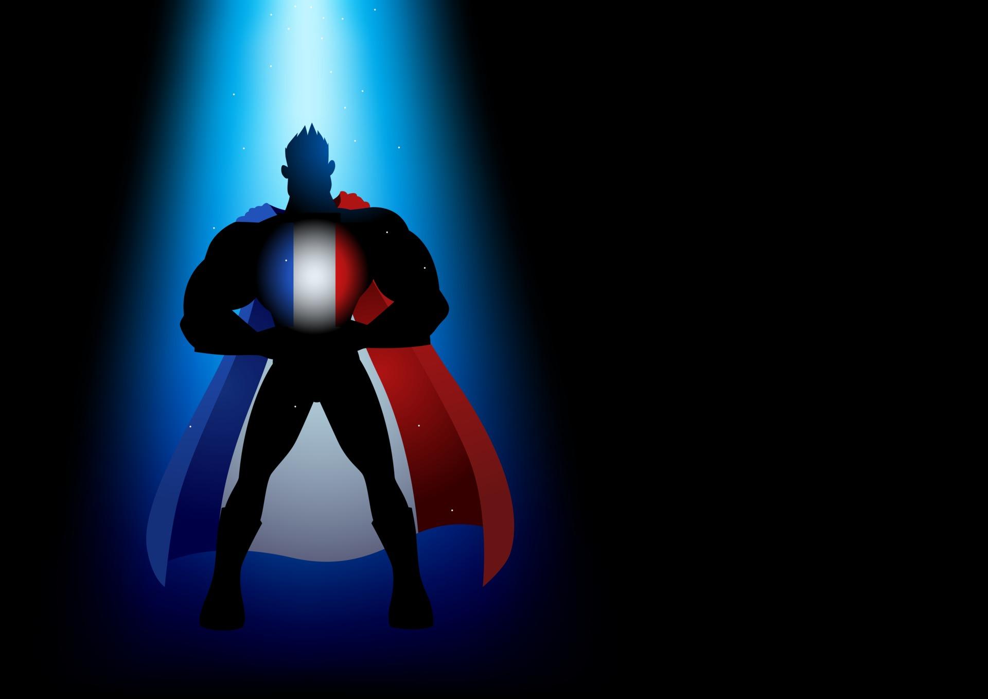 1920x1358 Silhouette of a superhero under blue light