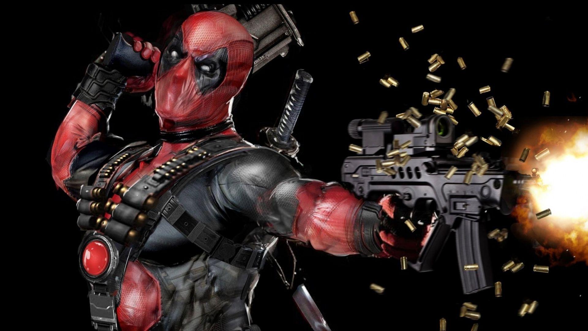 1920x1080 Deadpool Mask Gun Automatic Wallpaper .