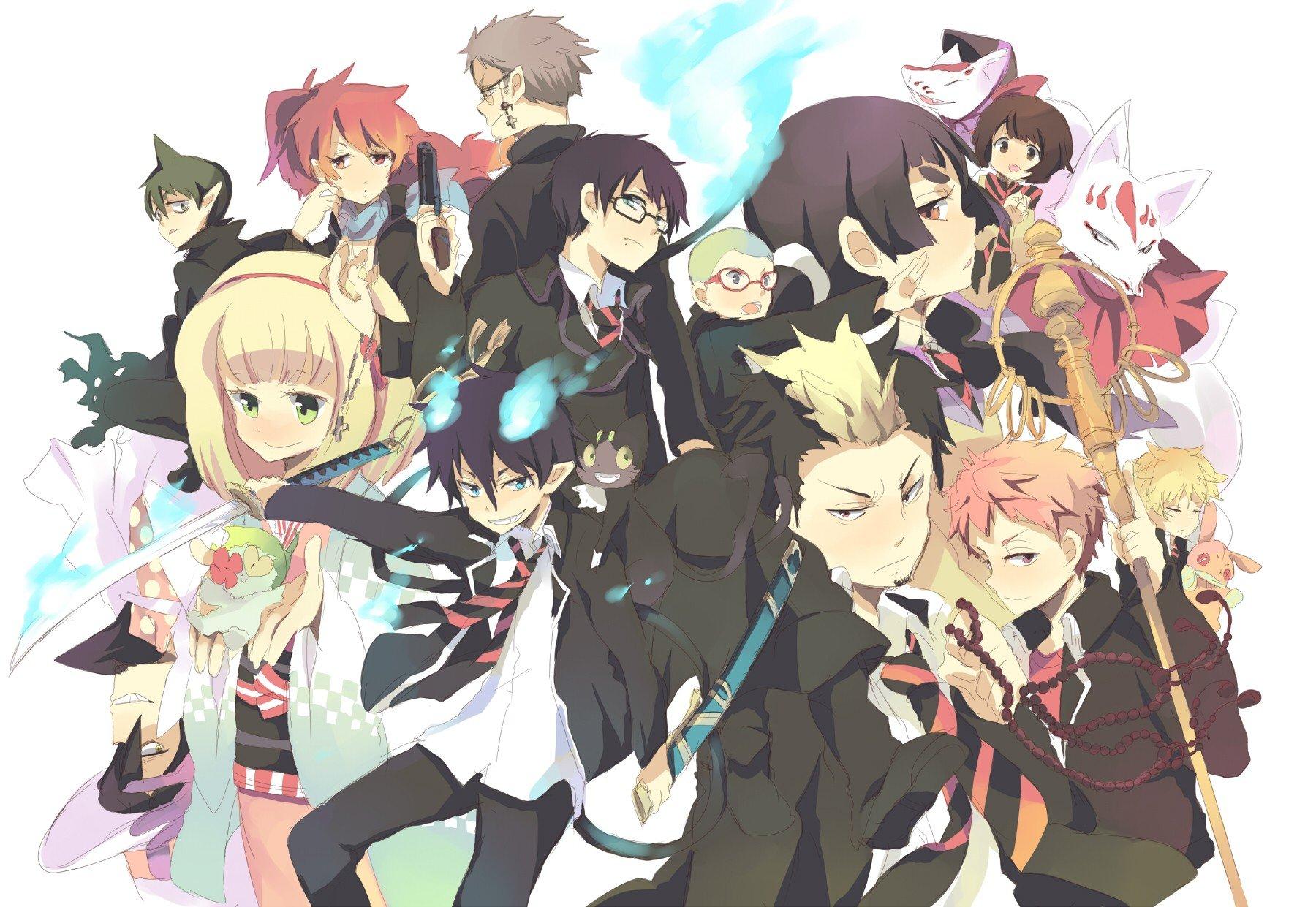 1800x1241 Groups anime anime boys Ao no Exorcist Okumura Rin Mephisto Pheles Okumura Yukio Shiro Fujimoto Amaimon Shiemi Moriyama Ryuji Suguro Konekomaru Miwa Renzo Shima Kuro (Ao no Exorcist) anime girls Kamiki Izumo