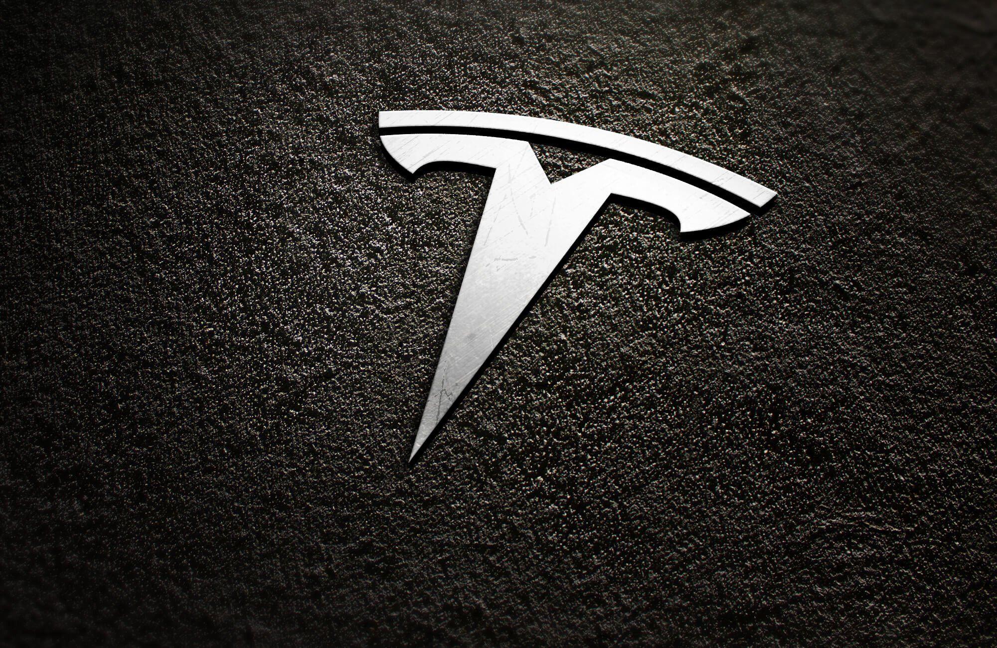 2000x1300 Tesla Motors, #logo, #dark, #texture. Wallpaper No. 607713