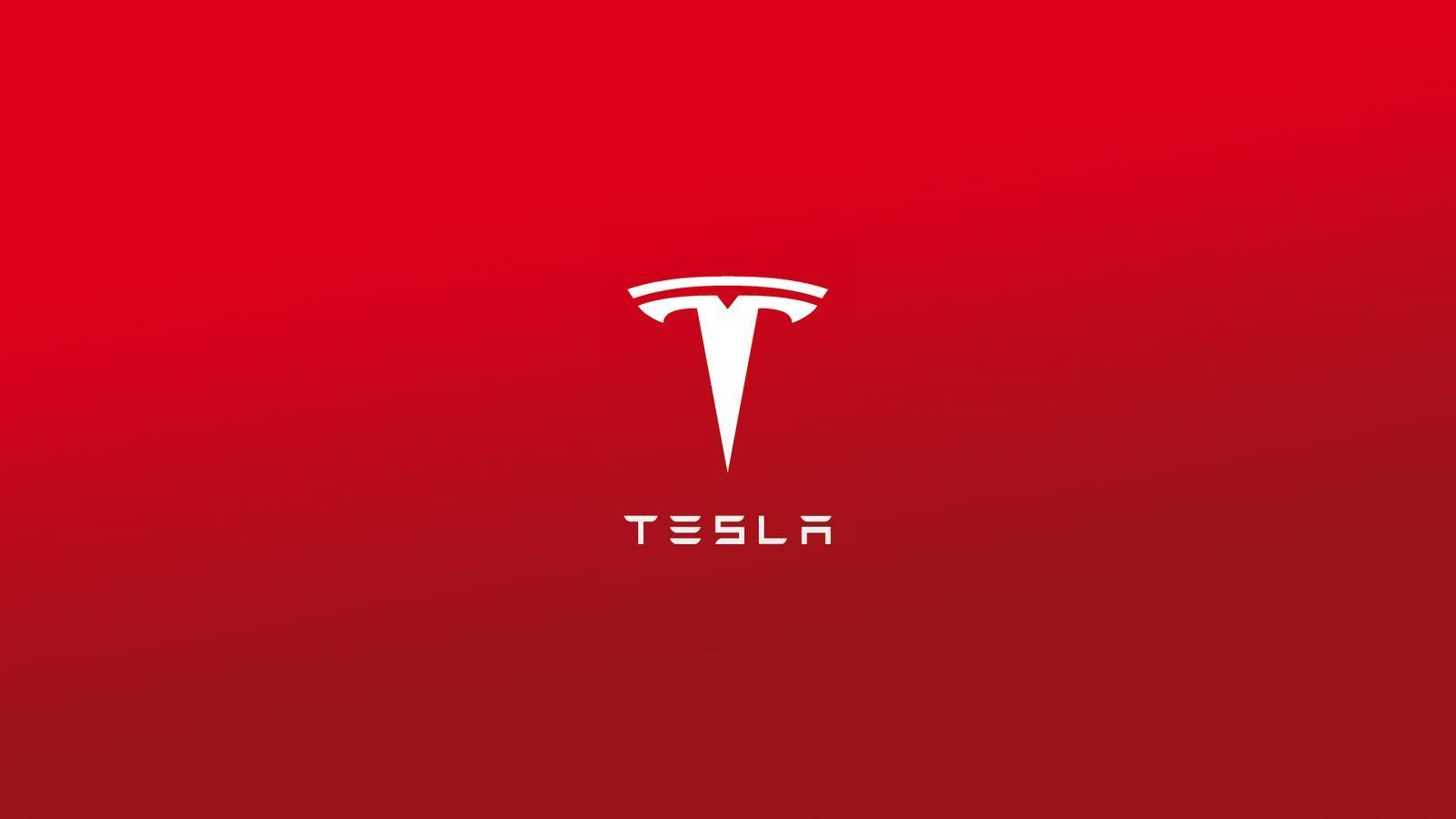 1600x900 Tesla Car Logo with Red Background Wallpaper