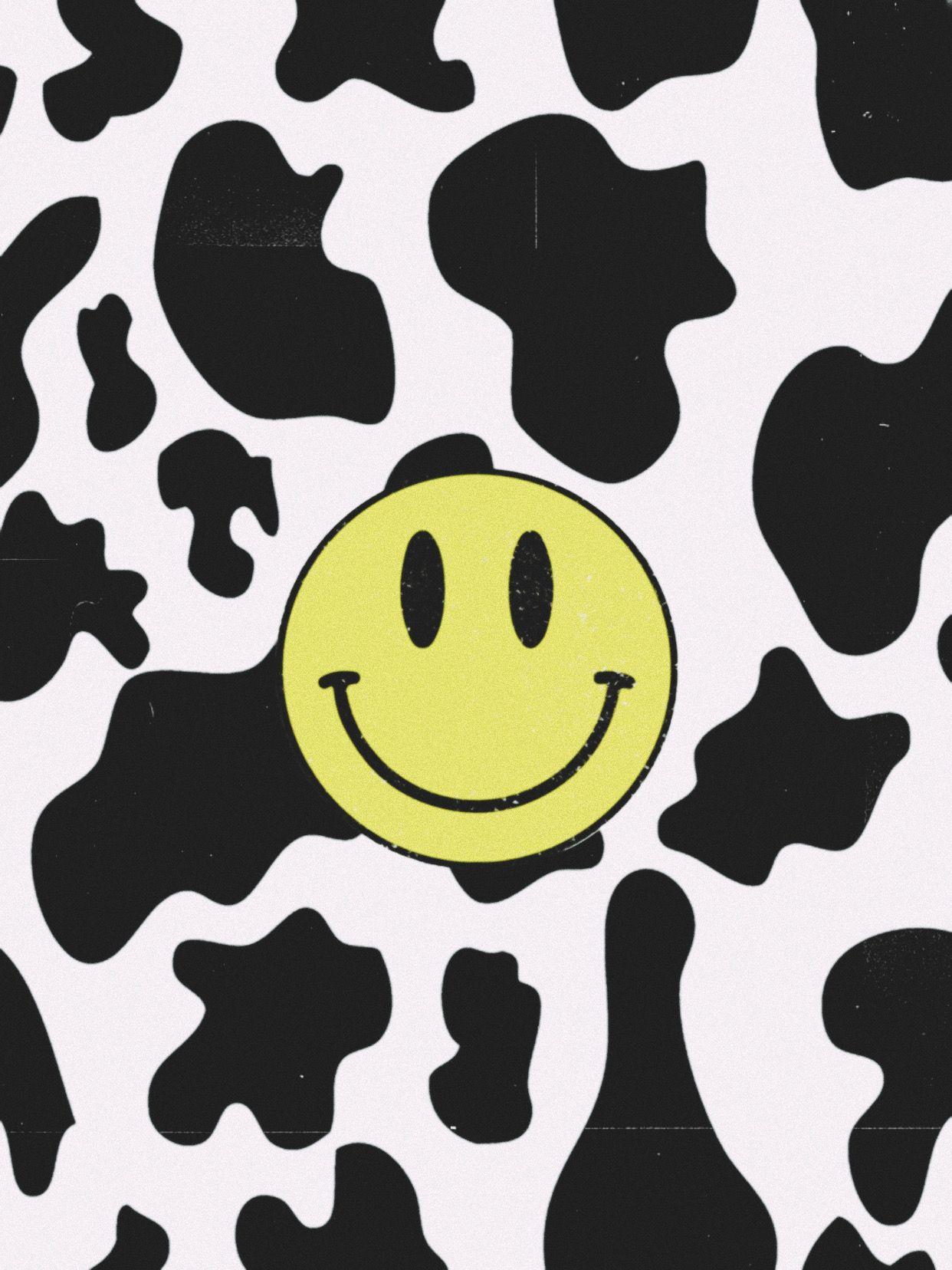 1242x1656 Smiley face wallpaper. Cow print wallpaper, Cow wallpaper, Edgy wallpaper