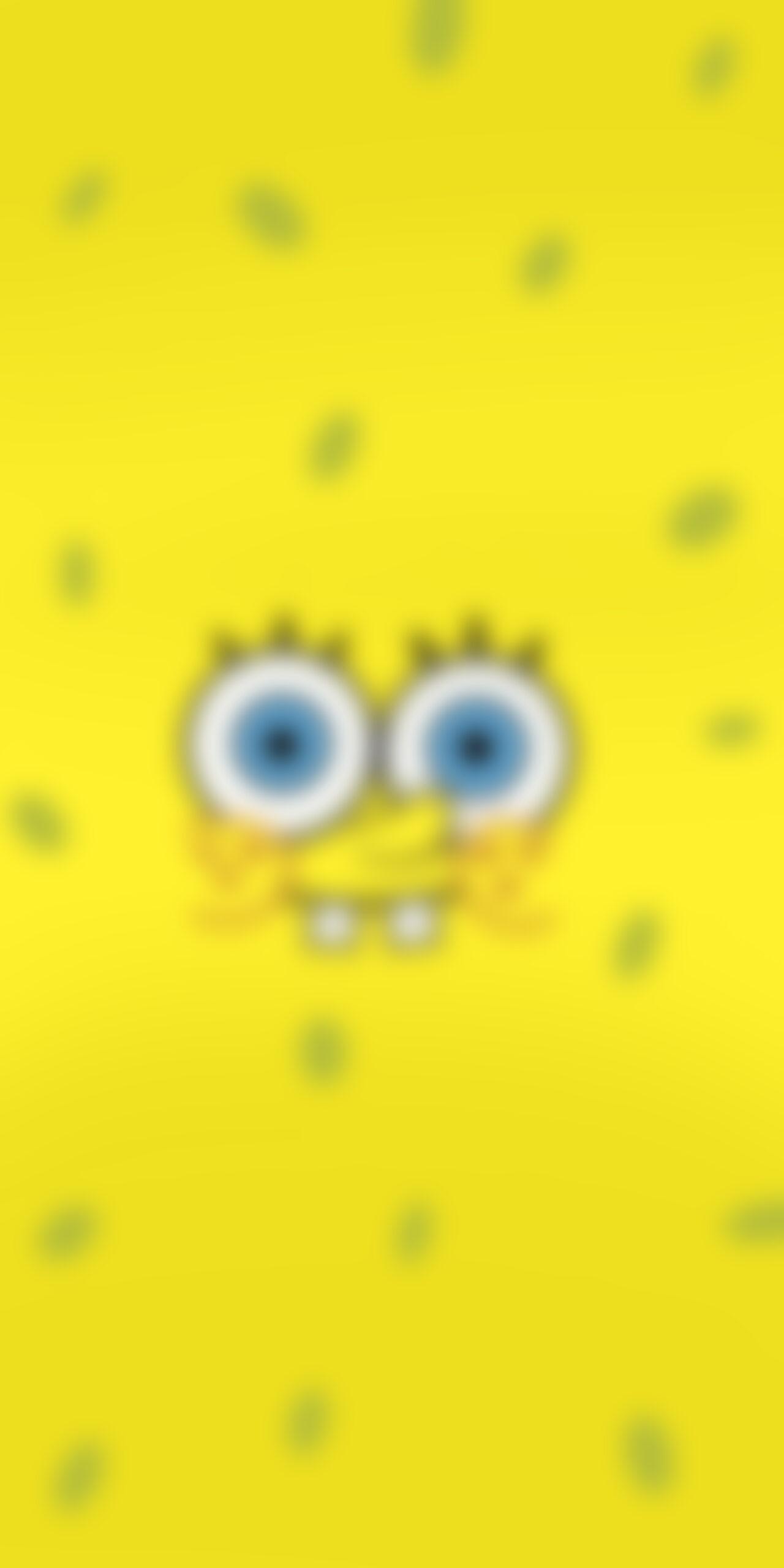 1280x2560 SpongeBob Smiling Face Yellow Wallpaper Background