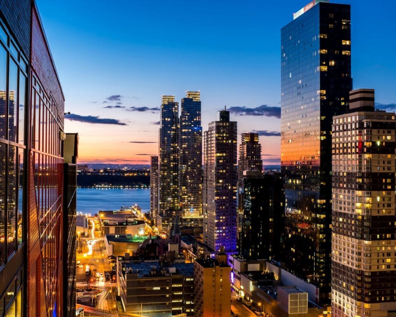 1280x1024 New York City Sunset Wallpaper HD 2560x1600 :