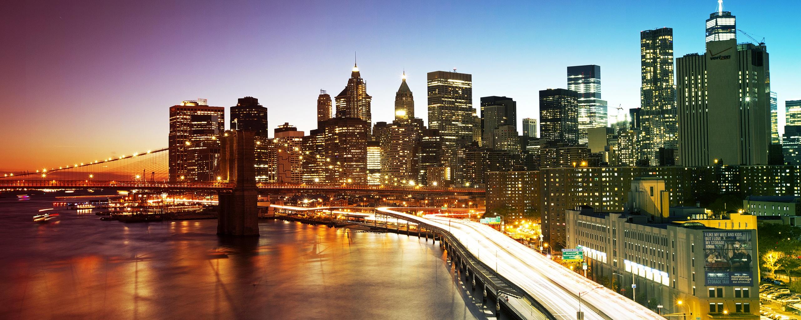 2560x1024 Wallpaper 4k New York City Manhattan Bridge Wallpaper
